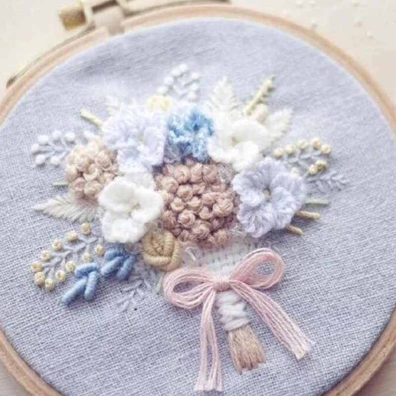 Ribbon Wedding Bouquet — Hoop-Framed Kit